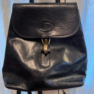 Black leather backpack